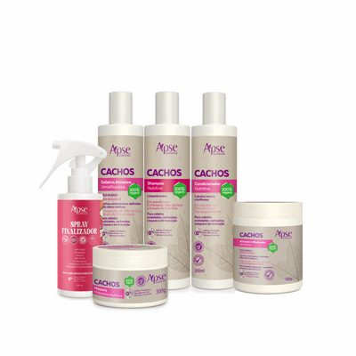 Kit Cachos - Shampoo, Condicionador, Gelatina, Máscara, Ativador e Spray Finalizador (6 itens)