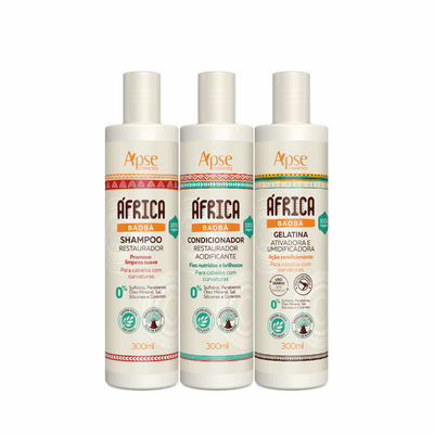 Kit África Baobá - Shampoo, Condicionador e Gelatina (3 ITENS)