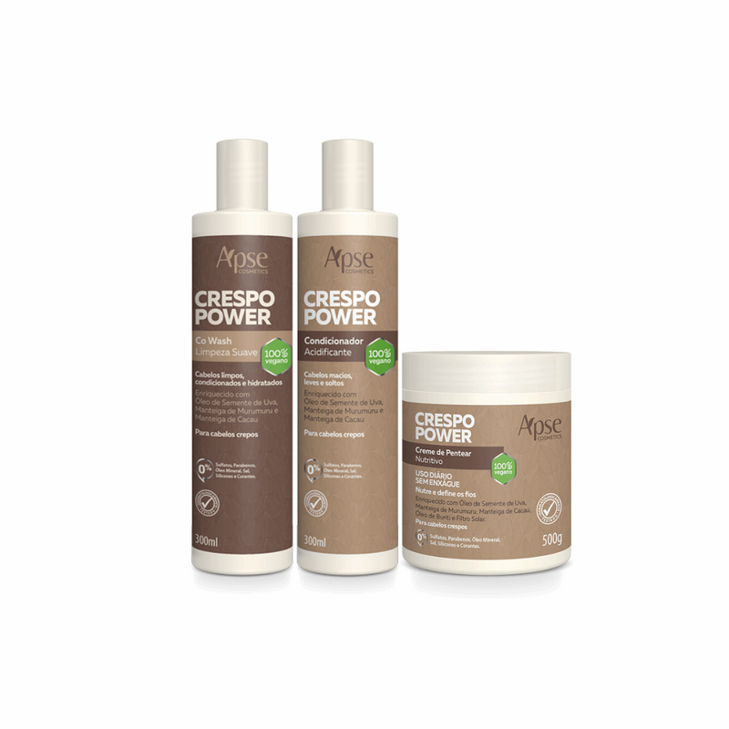Kit Crespo Power - Co Wash, Condicionador e Creme de Pentear (3 ITENS)