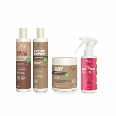 Kit Crespo Power - Shampoo, Condicionador, Creme de Pentear e Spray Finalizador (4 ITENS)