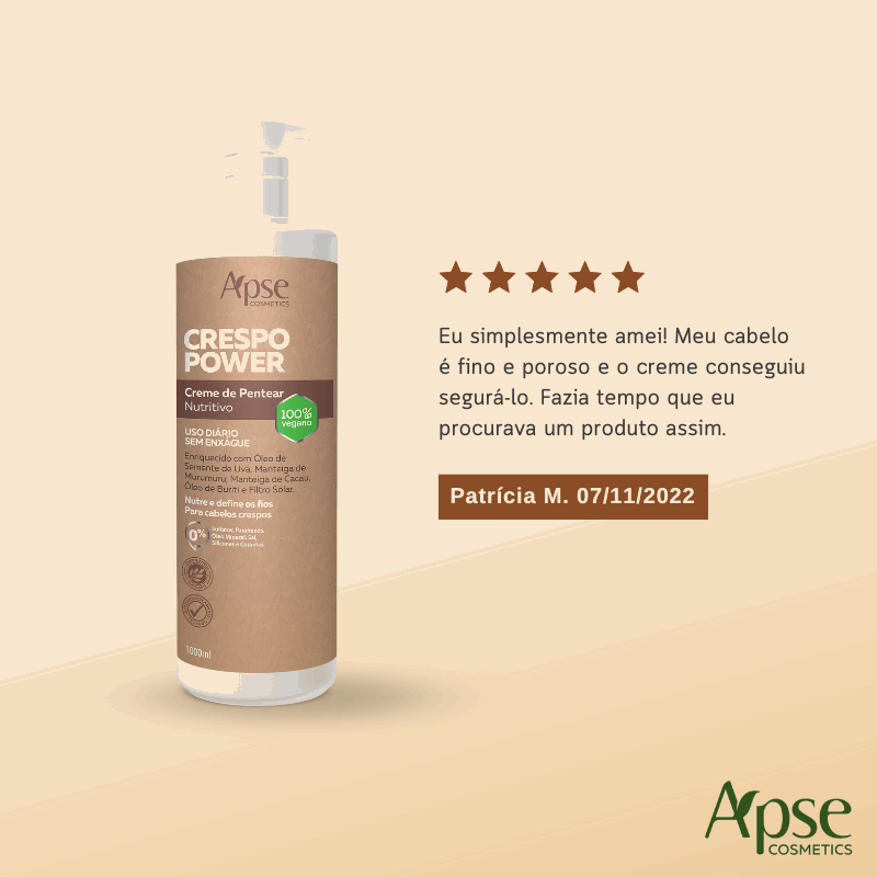 Creme de Pentear Nutritivo Crespo Power 1000ml - No Poo / Low Poo - Ação Condicionante