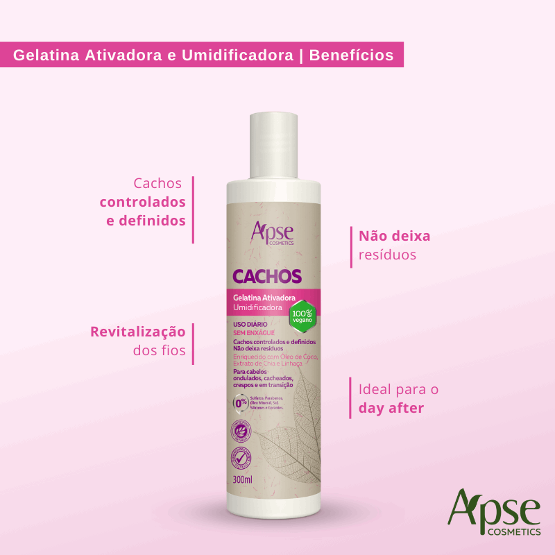 Kit Cachos - Shampoo, Gelatina, Máscara e Ativador (4 ITENS)