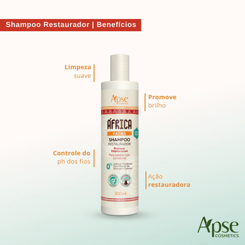 Kit África Baobá - Shampoo, Condicionador, Gelatina, Máscara e Creme de pentear (5 ITENS)