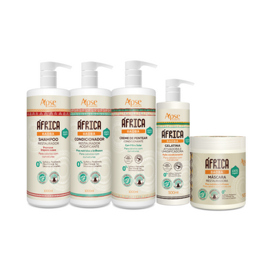 Kitão África Baobá - Shampoo, Condicionador, Gelatina, Máscara e Creme de Pentear (5 ITENS)