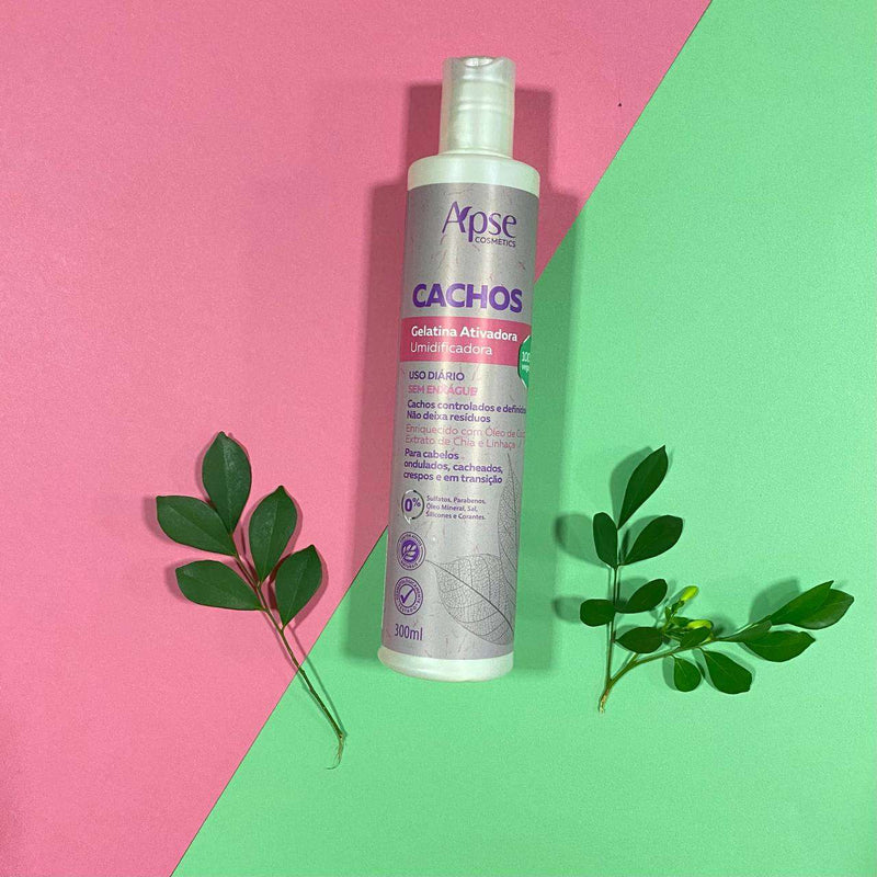 Kit Vegan e Cachos - Shampoo Vegan, Condicionador Vegan, Gelatina Cachos e Ativador Cachos (4 ITENS)